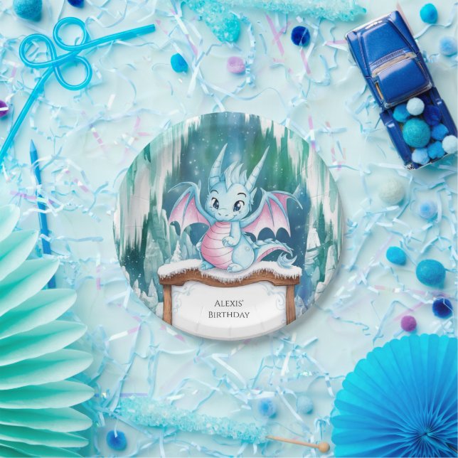Pastel Enchanted Dragon Birthday Pappteller (Party)