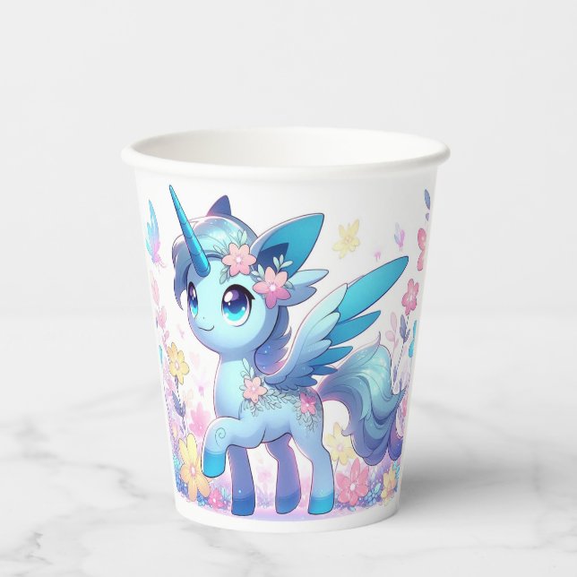 Pastel Enchanted Unicorn Kinderdusche Pappbecher (Vorderseite)