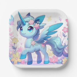 Pastel Enchanted Unicorn Kinderdusche Pappteller