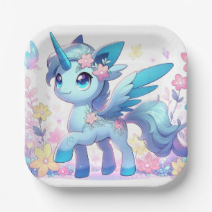 Pastel Enchanted Unicorn Kinderdusche Pappteller