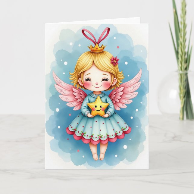 Pastel-Engel-Weihnachtskarte Karte (Vorderseite)