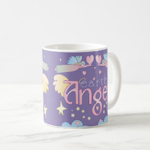 Pastel-Erdenengel-Tasse – Sterne, Wolken und Herze Kaffeetasse