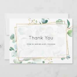Pastel Eucalyptus Geometric Greenerity Wedding Dankeskarte