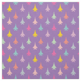 Pastel F-15 Eagle Fighter Jet Pattern auf Lila Stoff