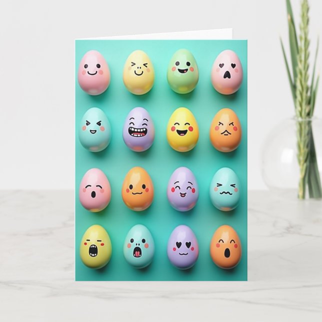 Pastel Faces Fun Friend Card Karte (Vorderseite)