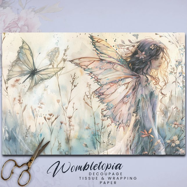 Pastel Fairy Meadow Butterfly & Floral Decoupage Seidenpapier (Von Creator hochgeladen)