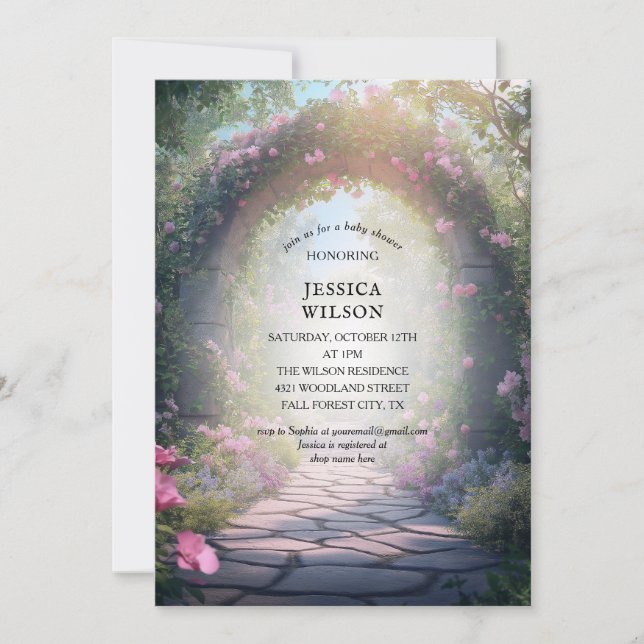 Pastel Fairy Tale verzauberte Forest Baby Shower Einladung (Vorderseite)