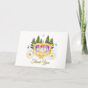 Pastel Fairytale Princess Carriage Baby Dusche Dankeskarte