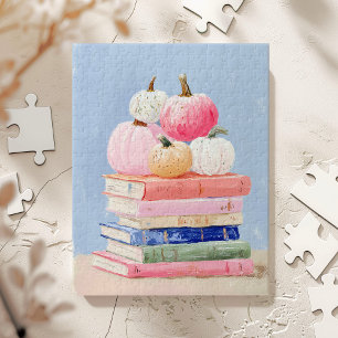 Pastel Fall Pumpkins on Books Wall Art