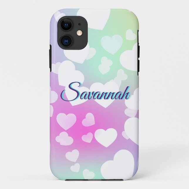 Pastel Fallende Herzen Personalisiert Case-Mate iPhone Hülle (Rückseite)