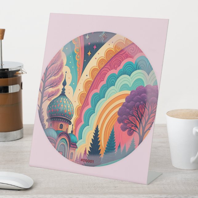 Pastel Fantasy Dome Pedestal Sign - Anpassbar Sockelschild (In Situ)