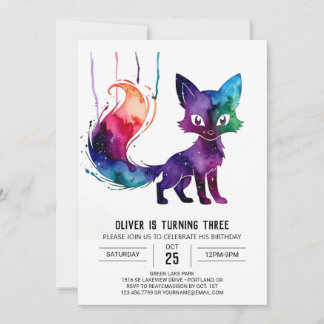 Pastel Fantasy Fox Digital Boy Geburtstag Einladung