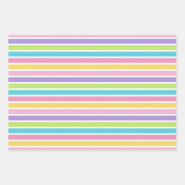 PASTEL FARBBIGE EISER UND STREIFEN IM OSTEN GESCHENKPAPIER SET