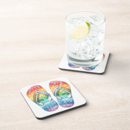 PASTEL-FARBIERTE RAINBOW-SEQUINIERTE FLIP-FLOPS GETRÄNKEUNTERSETZER