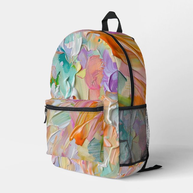 PASTEL-FARBIGE PALETTE BRUSH-STROKEN SEHEN ABSTRAK BEDRUCKTER RUCKSACK (Rückseitige Ecke Rechts)