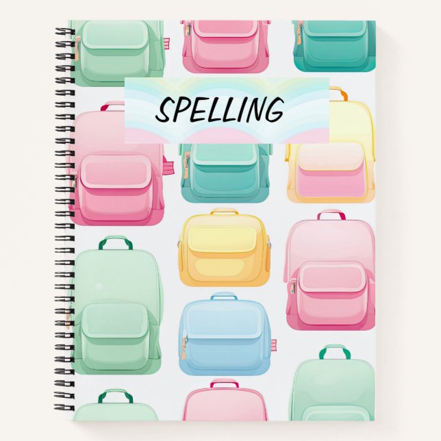 PASTEL-FARBIGE SCHULE-BACKPACKUNGEN NOTIZBUCH (Vorderseite)