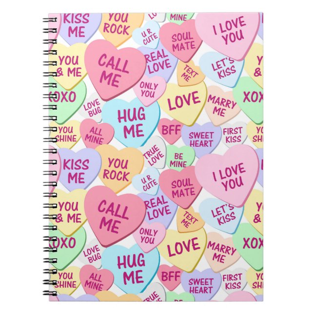 PASTEL-FARBIGE VALENTINKONVERSATION HERZEN NOTIZBLOCK (Vorderseite)