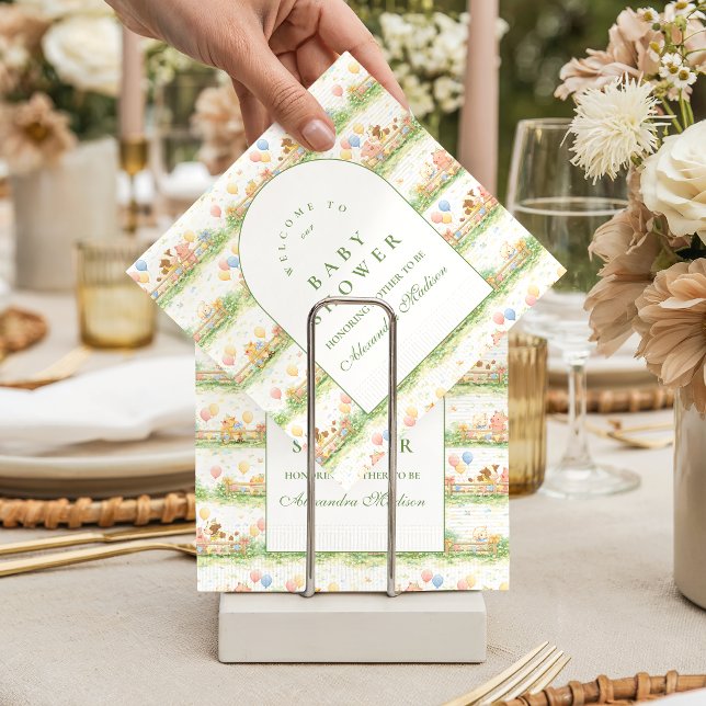 Pastel Farm Animals Garden Baby Shower Serviette (Von Creator hochgeladen)