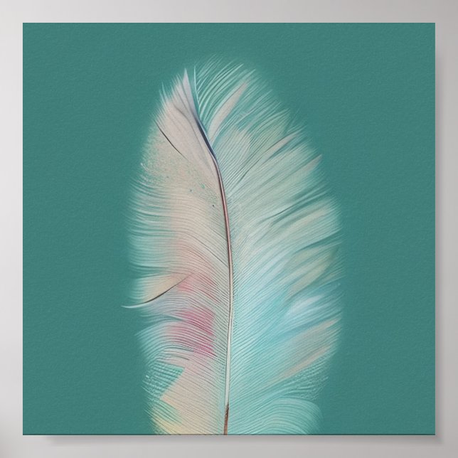 Pastel feather minimalistische Kunst Poster (Vorne)