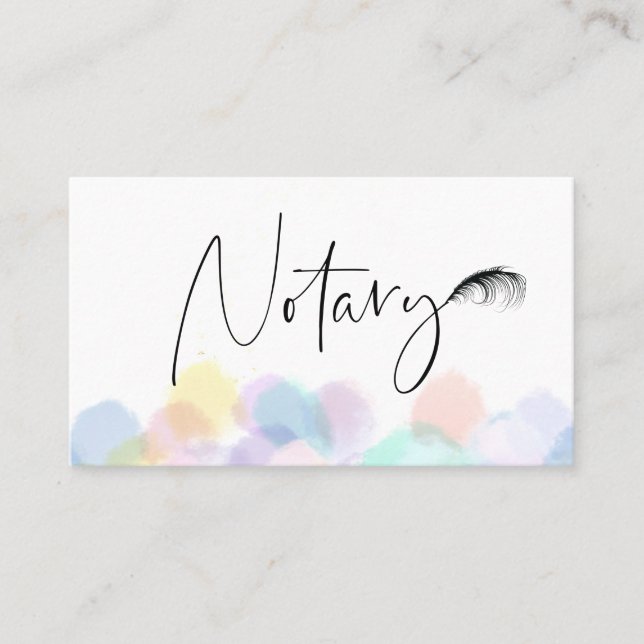 *~* Pastel Feather NOTARY FOTO Pen Signieren Agent Visitenkarte (Vorderseite)