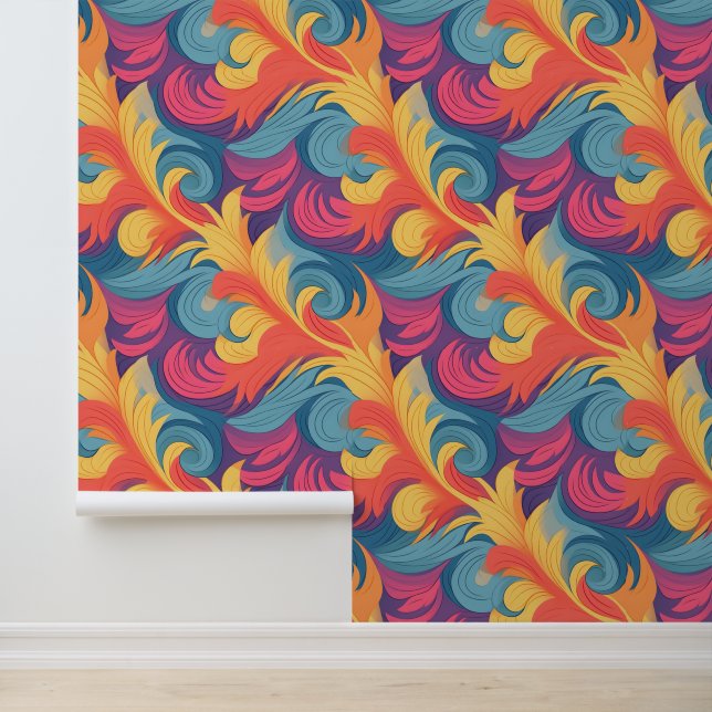 Pastel Feathers Pattern Tapete (Anwendung)
