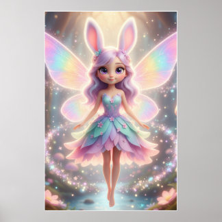 Pastel-Fee-Hase – Magisches Fantasy-Poster-Kunstwe Poster