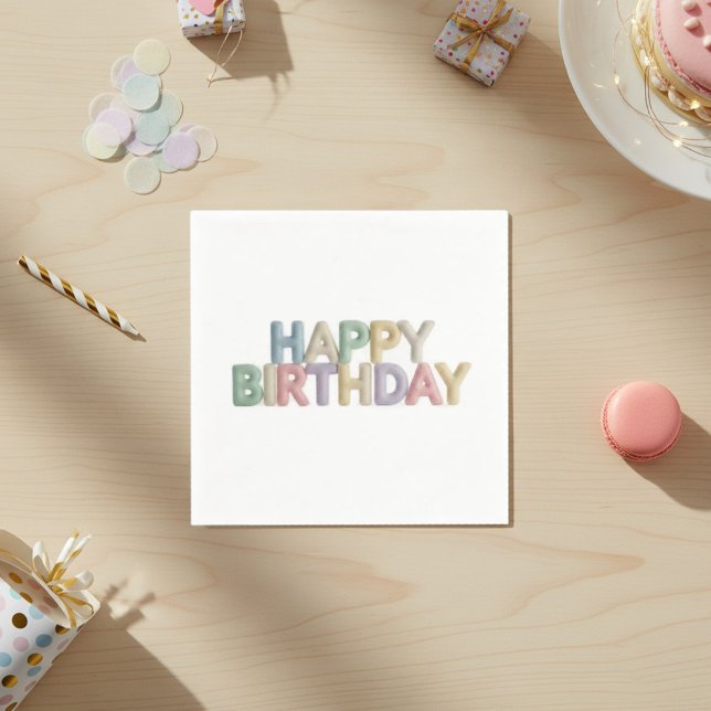  Pastel Felt Letters Happy Birthday Serviette (Von Creator hochgeladen)