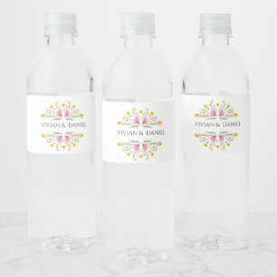 Pastel Feminine Blume Hochzeiten Wasser Flaschen E