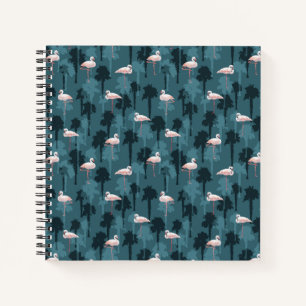 Pastel Flamingos auf Aquamarin Notizbuch
