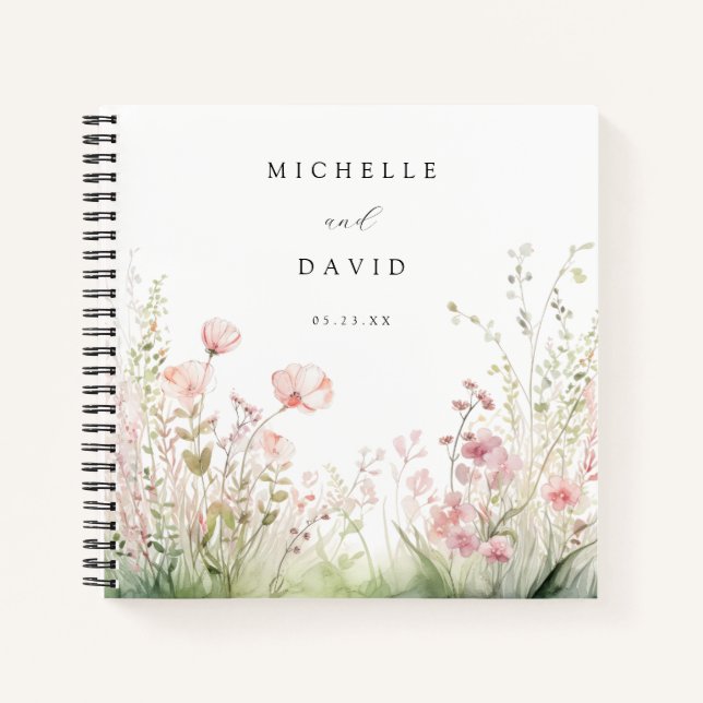 Pastel Fleur sauvage Mariage Livre d'hôtes (Devant)
