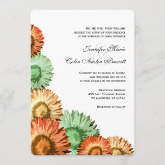 Pastel Fleurs Mint Coral Peach Faire-part de maria