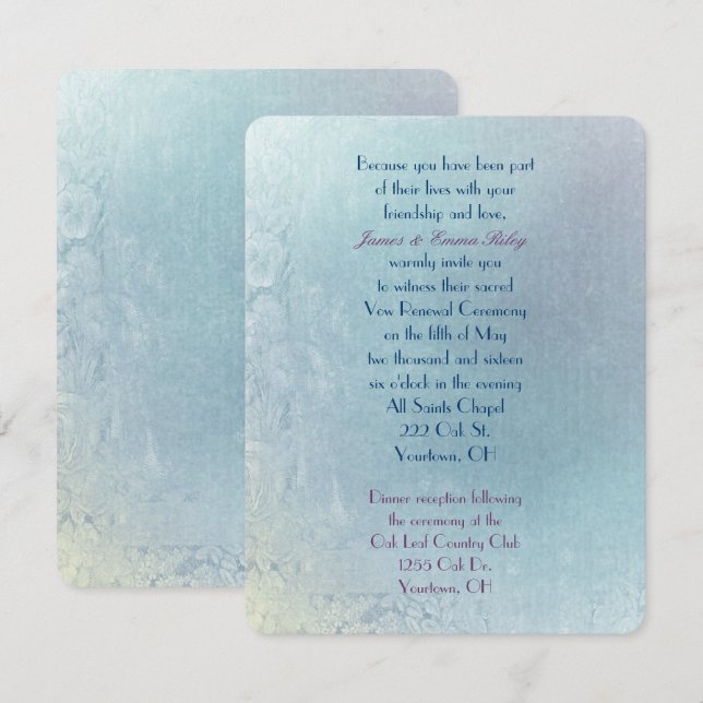 Pastel Floral Abstrakt Vow Renewal Einladung (Vorne/Hinten)