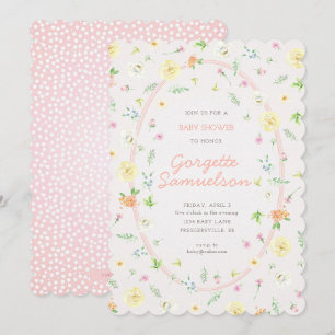 Pastel Floral Baby Dusche Einladung