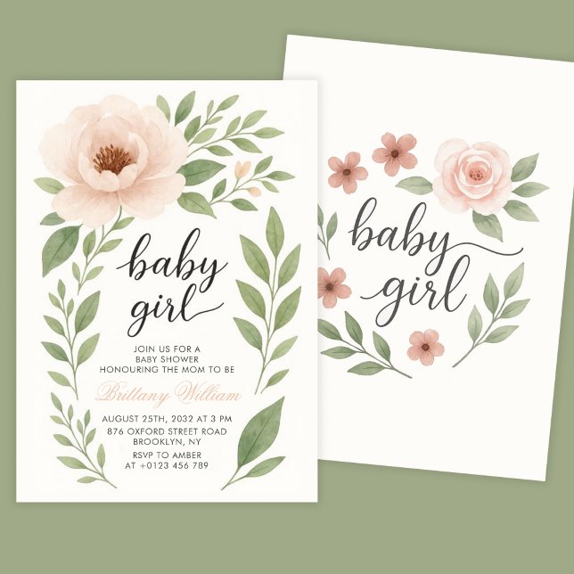 Pastel Floral Baby Dusche Rosa Baby Girl Einladung (Von Creator hochgeladen)