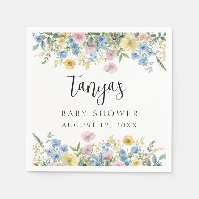 Pastel Floral Baby in Bloom Shower Paper Napkin Serviette (Vorderseite)