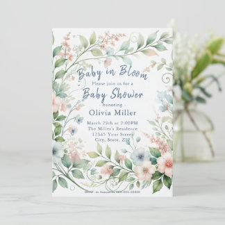 Pastel Floral Baby Shower Einladung für Mädchen