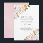 Pastel Floral Bat Mitzvah Einladung<br><div class="desc">Trendy florale Aquarelle Mitzvah laden in Pastelltönen von Lila und Rosa mit Lilien,  Magnolien,  Rose,  Peonies und Blättern ein.</div>