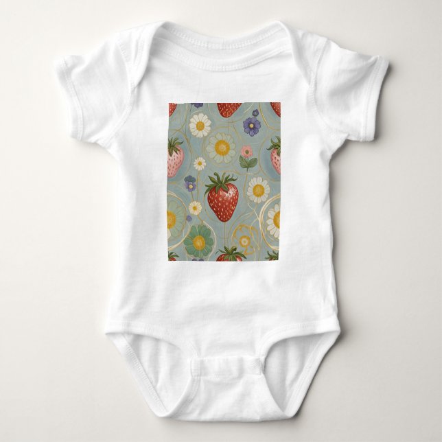 Pastel Floral & Berry Delight Baby Strampler (Vorderseite)