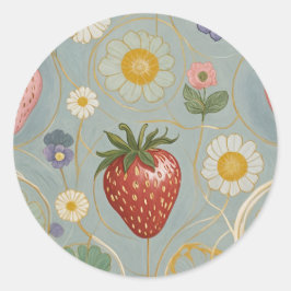 Pastel Floral & Berry Delight Runder Aufkleber