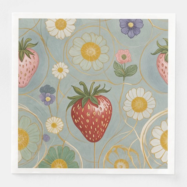 Pastel Floral & Berry Delight Serviette (Vorderseite)