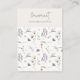 Pastel Floral Blue Rust Script verdienen Necklace Visitenkarte
