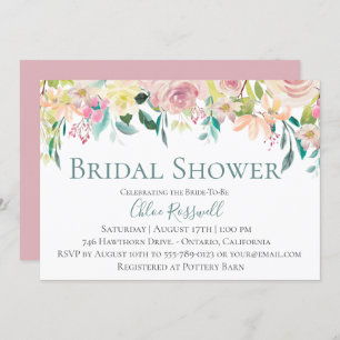 Pastel Floral Bouquet Bridal Douche Invitation