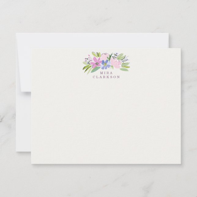 Pastel Floral Bouquet Note Card Einladung (Vorderseite)