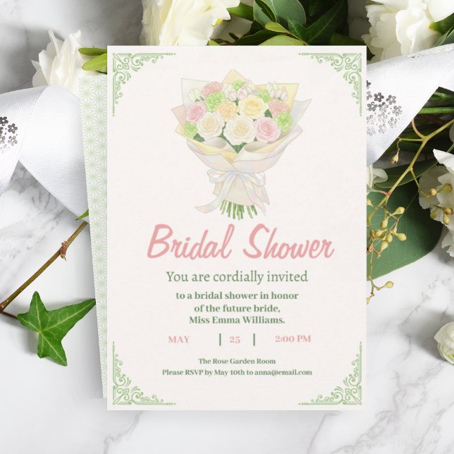 Pastel Floral Bridal Shower Invite – Japanese  Einladung (Von Creator hochgeladen)
