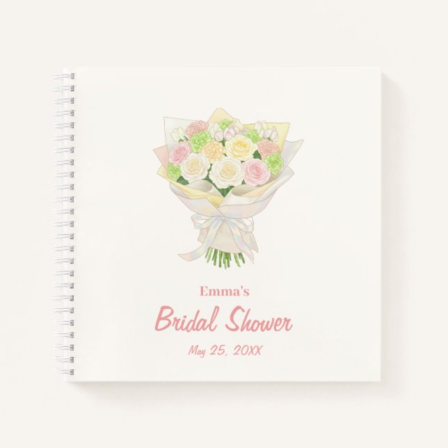 Pastel Floral Bridal Shower  – Japanese-Asian Notizbuch (Vorderseite)