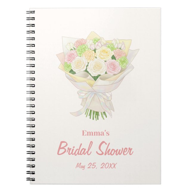 Pastel Floral Bridal Shower  – Japanese Notizblock (Vorderseite)