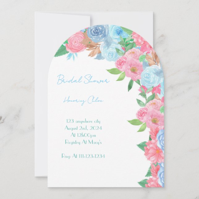 PASTEL FLORAL BRIDAL SHOWER SPRING SUMMER EINLADUNG (Vorderseite)