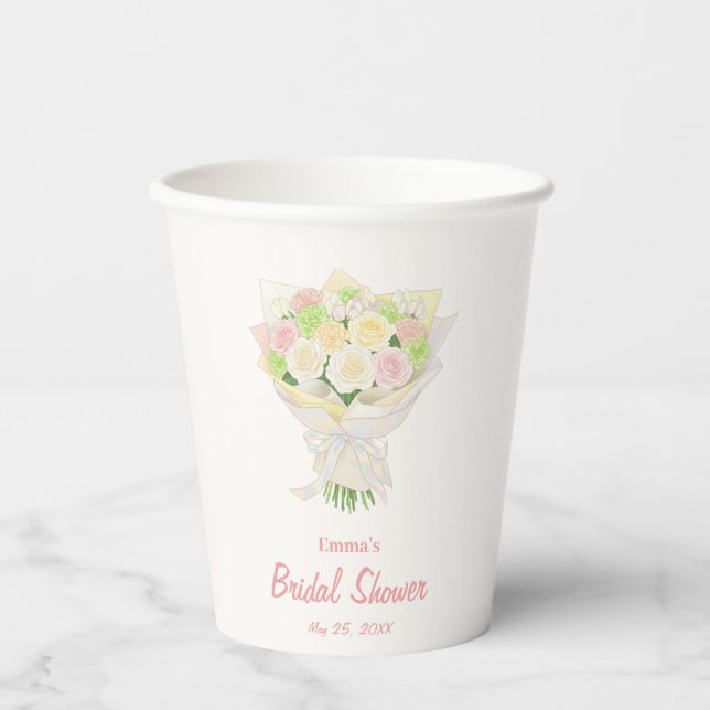 Pastel Floral Bridal Shower wedding   – Japanese Pappbecher (Vorderseite)