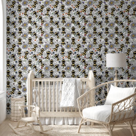 Pastel Floral Bumble Bee Tapete