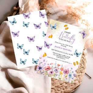 Pastel Floral Butterfly Baby SHower Einladung